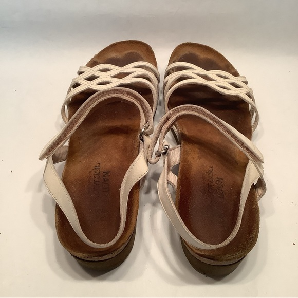 Naot Slingback Sandal Off White SZ 41 US 10 Leather Cork Comfort Summer Dressy - Picture 5 of 7